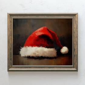 Handmade 445000641649 Santa Hat Print Vintage Wall Decor Xmas Prin