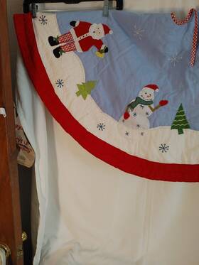 45-skirt Handmade Christmas Tree Skirt 48 Inch Round Patchwork Santa Angel Snowman Americana