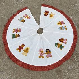 Handmade 637622020378 Gingerbread Men Christmas Patchwork Tree Skirt Vtg Holiday Decoration Hand Made