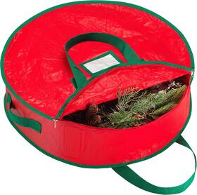 Handy Laundry 021455056916 Christmas Wreath Storage Bag - Durable 36 Inch X 8 Red