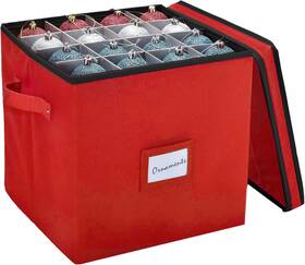 5492 Handy Laundry Christmas Ornament Storage Box Holds 64 Ornaments Adjustable Dividers Zippered