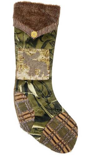 Hanna S Handiworks 804704282256 20 Inch Stocking Camo Faux Fur Sweater Knit Toe Moose Christmas Holiday