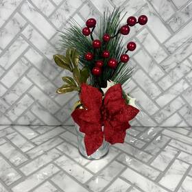 Happy Holidays 049022173668 Decretive Christmas Mini Poinsettia Greenery D Cor Plant