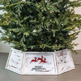 Tk2309wdwo05 Harcohome Wood Christmas Tree Collar Wooden Hexagon Base Cover Handcra