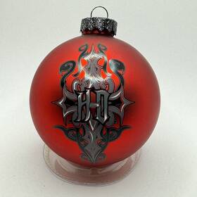 Harley-davidson 661154993114 Blown Glass Red Satin Ball Christmas Ornament Limited Edition