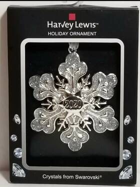 Harvey Lewis 887915365260 2020 White Winter Snowflake Christmas Ornament Crystals Swarovski