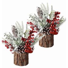 Hatisan 313109277298 Set Of 2 Rustic Tabletop Faux Christmas Trees Decor New