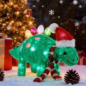 Fk-i-or033-016 Hausse Lighted Christmas Outdoor Decor Pre-lit 3d Tinsel Xmas Green
