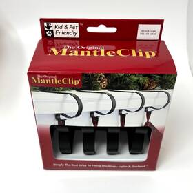 Haute Decor 667233021037 The Original Mantle Clip Christmas Stocking Holders Black Metal Four Pc
