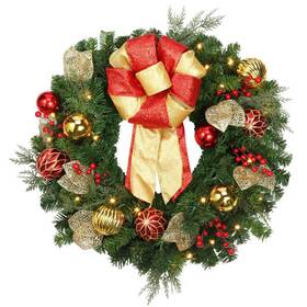 Dcwr2404 Haute Decor Christmas Wreath 24 Inch White Lights Indoor/outdoor Artificial Green