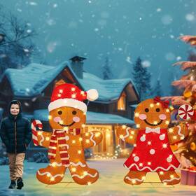 Jyd25047 Hbspacstial 32 Inch 3d Lighted Gingerbread Man Decorations - 2-piece Outdoor Christmas De