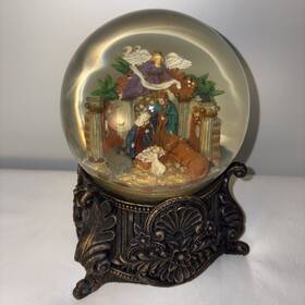 59217 Hdfl Beautiful Musical Nativity Scene Snow Globe Christmas Table Holiday Home Decor
