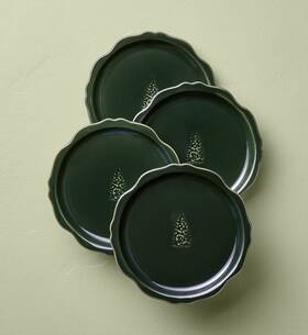 Hearth & Hand 198420995461 New And Magnolia Appetizer Plates Set 4 Christmas Tree Green Pine
