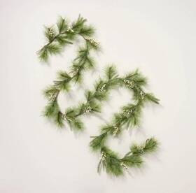 324-00-3170 Hearth & Hand 12ft Faux Needle Pine And Snowberry Christmas Garland With Magnolia