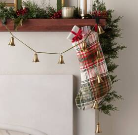 Hearth & Hand With Magnolia 198101639974 Rustic Plaid And Holiday Christmas Stocking Red Green 21 Inch