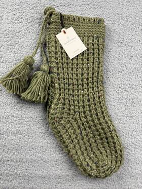 Hearth & Hand With Magnolia 198101641557 Confetti Fleck Waffle Knit Christmas Stocking Sage - And