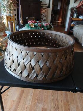 88103722 Hearth & Hand With Magnolia 26 Inch Wooden Lattice Christmas Tree Collar Dark Brown - And