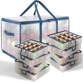 Vds-hhhs11 Hearth & Harbor Large Christmas Ornament Storage Box With Adjustable 128 Ornaments Clear