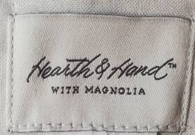 Hearth & Home 196156611969 52 Inch Tree Skirt Hand Magnolia Christmas Cotton Natural Beige Red Trim