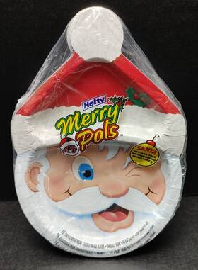 Hefty 013700910166 Paper Plates Merry Pals Assortment Santa And More Holiday 16 Count Christmas