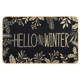 Hh-us-xm376m1p1 Heirloom Haven Hello Winter Door Mat Welcome Doormat Christmas Black Outdoor Rug Lea