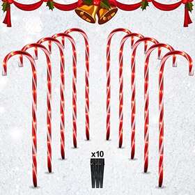 1f-e10 Heshan Hochang Lighting Co Ltd 26 Inch Candy Cane Lights Christmas Decorations - 10 Pack Pathway Markers Outdoor