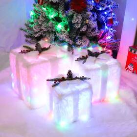 1sdj-lwh-mr-wht-3 Hiagrow Christmas Lighted Gift Boxes Presents With 80 Led Beads And 8 White