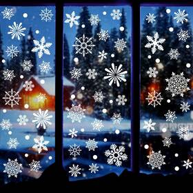 Hwc02 Hidreas 238 Pcs Christmas Snowflake Window Clings Decorations Xmas Stickers D
