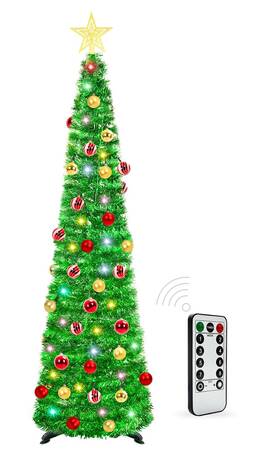 Tl2251 Hisffog 5 Ft Prelit Tinsel Pop Up Christmas Tree With 8 Light Adjustment Modes 50 Rem