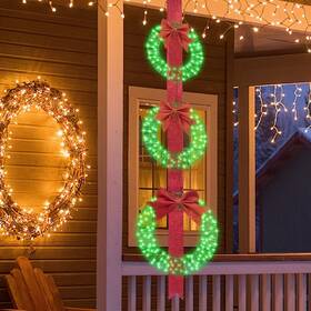 Hmlinktt 726852268237 3-piece Outdoor Lighted Christmas Wreath 61 Inch L Wreaths With 3 Red