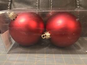 6221030 Hobby Lobby Set Of 2 Red Shatter Proof Christmas Ornaments. 2014
