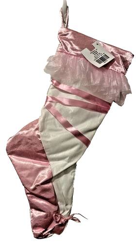 6263776 Hobby Lobby Satin Ballerina Slipper Christmas Stocking 19 Inch With Ruffle Pink/ White New