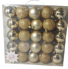 9190057 Hobby Lobby New Gold Shatterproof Ornaments For Christmas Tree Fifty Pieces Sixty Mm