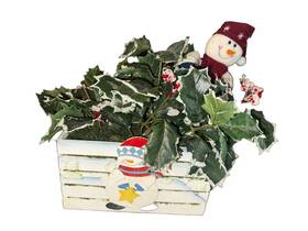 Cff-64 Hobby Lobby Christmas Holly Berry Artifical Snowman Arrangement 2000
