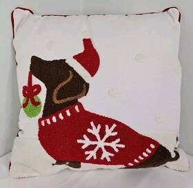 Rn129386 Hobby Lobby Dauchshund Doxie Weiner Dog Holiday Christmas Pillow 15 Inch X15