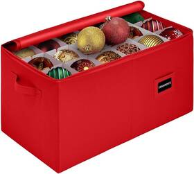 Holdn Storage 664979895175 Christmas Ornament Container With Dividers 54 - 4 Inch Ornaments Red