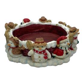 83039 Holiday Expressions Snowman 6 Inch Candle Base For Large 3 Wick Winter Christmas