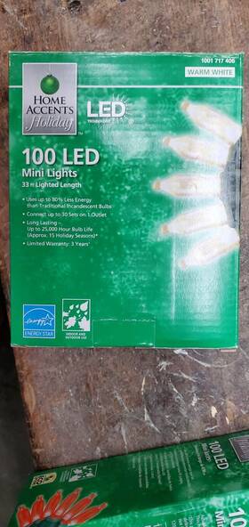 Holiday Home 029944592983 Accents 100 Led Mini String Lights Christmas With Green Wire