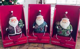 Holiday Home 041226185355 3 Santa With Tree Glitter Christmas Stocking Holders - New In Box