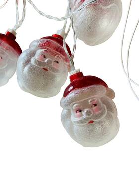 Holiday Home 041226247619 Santa Claus Led String Lights Head White Wire 10 7.5ft Christmas