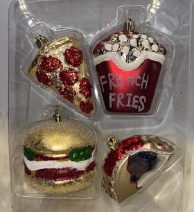 Holiday Home 041226622096 Shatterproof Junk Food Christmas Ornaments Pizza Fries Taco Burger
