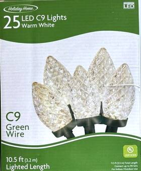 Holiday Home 888777101102 New 25 Led C9 Christmas Light Set Indoor Outdoor Party String Clear