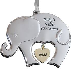 Holiday Jingle 810112120158 Babys First Christmas Ornament 2023 - Elephant Baby 3x3.5 Nickel-plate