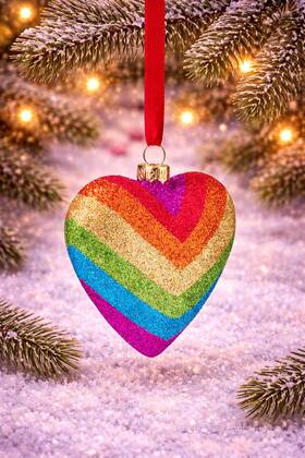 Holiday Lane 194145741086 Love Is Rainbow Heart Ornament Pride Christmas Tree Decor Gift