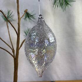 Holiday Lane 608356579258 Irridescent Blown Glass 7 Inch X 3.5 Snow Daze Christmas Ornament