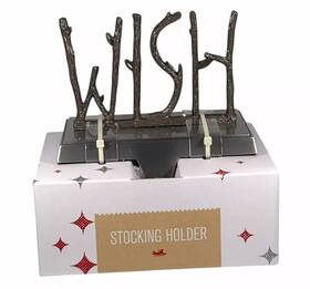 Holiday Lane 732994320030 Macy S Christmas Stocking Hanger Inch Wish Silver Metal Single Holder 4.5 X3.5 New