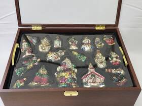 Holiday Lane 732994403870 39 Piece Glass Christmas Ornament Set Wood Storage Box 2005 Macy S
