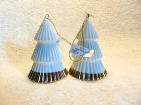 Tn21000297 Holiday Lane Set Of 2 White And Gold-tone Porcelain Christmas Tree Ornaments