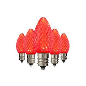 Holiday Lighting Outlet Faceted C7 Christmas Lights Red Led Light Bulbs