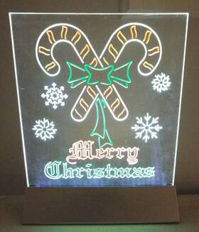 004958 Holiday Living Merry Christmas Light Led Up Accent Sign Candy Canes